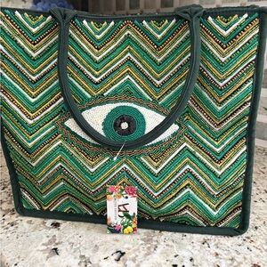 Artistic Green Chevron Tote Bag